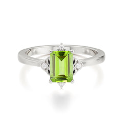 Emerald Cut 1 Carat Peridot Vintage Engagement Ring