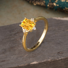 4 Prong Emerald Cut 1 Carat Vintage Citrine Engagement Ring