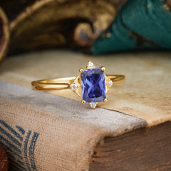 4 Prong Emerald Cut 1 Carat Vintage Tanzanite Engagement Ring
