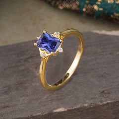 4 Prong Emerald Cut 1 Carat Vintage Tanzanite Engagement Ring