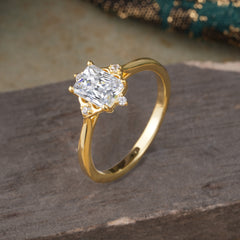 4 Prong Emerald Cut 1 Carat Vintage Lab Diamond Engagement Ring