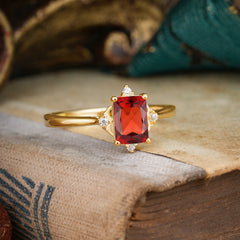 Emerald Cut 1 Carat Garnet Vintage Engagement Ring