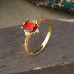 Emerald Cut 1 Carat Garnet Vintage Engagement Ring
