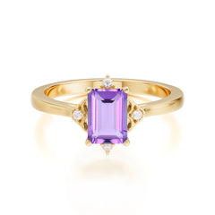 Emerald Cut 1 Carat Amethyst Vintage Engagement Ring