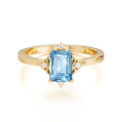Emerald Cut 1 Carat Aquamarine Vintage Engagement Ring
