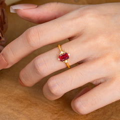 4 Prong Emerald Cut 1 Carat Vintage Ruby Engagement Ring