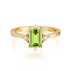 Emerald Cut 1 Carat Peridot Vintage Engagement Ring