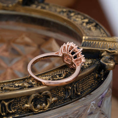 1.2 Carat Vintage Cushion Cut Cluster Halo Black Onyx Engagement Ring