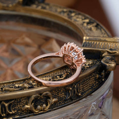 1.2 Carat Vintage Cushion Cut Cluster Halo Lab Diamond Engagement Ring