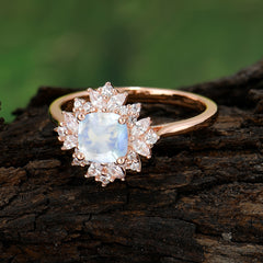 1.2 Carat Vintage Cushion Cut Cluster Halo Moonstone Engagement Ring