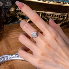 1.2 Carat Vintage Cushion Cut Cluster Halo Lab Diamond Engagement Ring