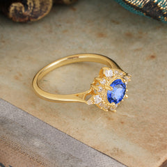 4 Prong Vintage Round Cut Cluster Sapphire Ring | Wedding & Engagement Ring | Flower Design Jewelry