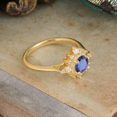 Vintage Round Cut Cluster Tanzanite Wedding Ring Flower Engagement Ring