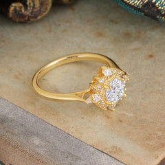 Vintage Round Cut Cluster Lab Diamond Wedding Ring Flower Engagement Ring