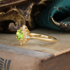 Vintage Round Cut Cluster Peridot Wedding Ring Flower Engagement Ring
