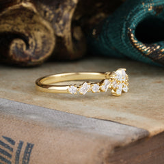 Half Eternity Straight Wedding Band Cluster Moissanite Stacking Ring