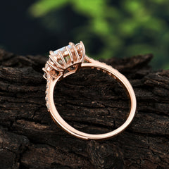 Princess Cut 1.2 Carat Opal Pave Ring Halo Engagement Ring