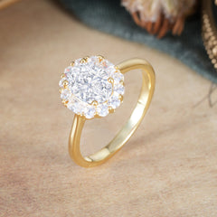 1.5 Carat Classic Halo Lab Diamond Ring Oval Shaped Engagement Ring
