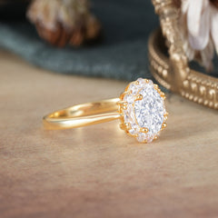 1.5 Carat Classic Halo Lab Diamond Ring Oval Shaped Engagement Ring