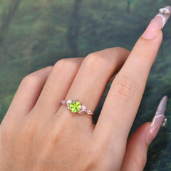 Cushion Cut 1 Carat White Peridot Anniversary Ring Classic Side Stone Ring