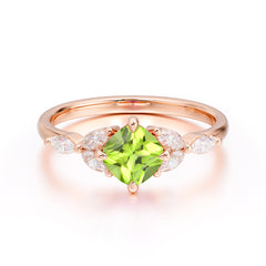 Cushion Cut 1 Carat White Peridot Anniversary Ring Classic Side Stone Ring