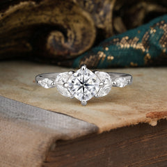 Cushion Cut 1 Carat Lab Diamond Anniversary Ring Classic Side Stone Ring