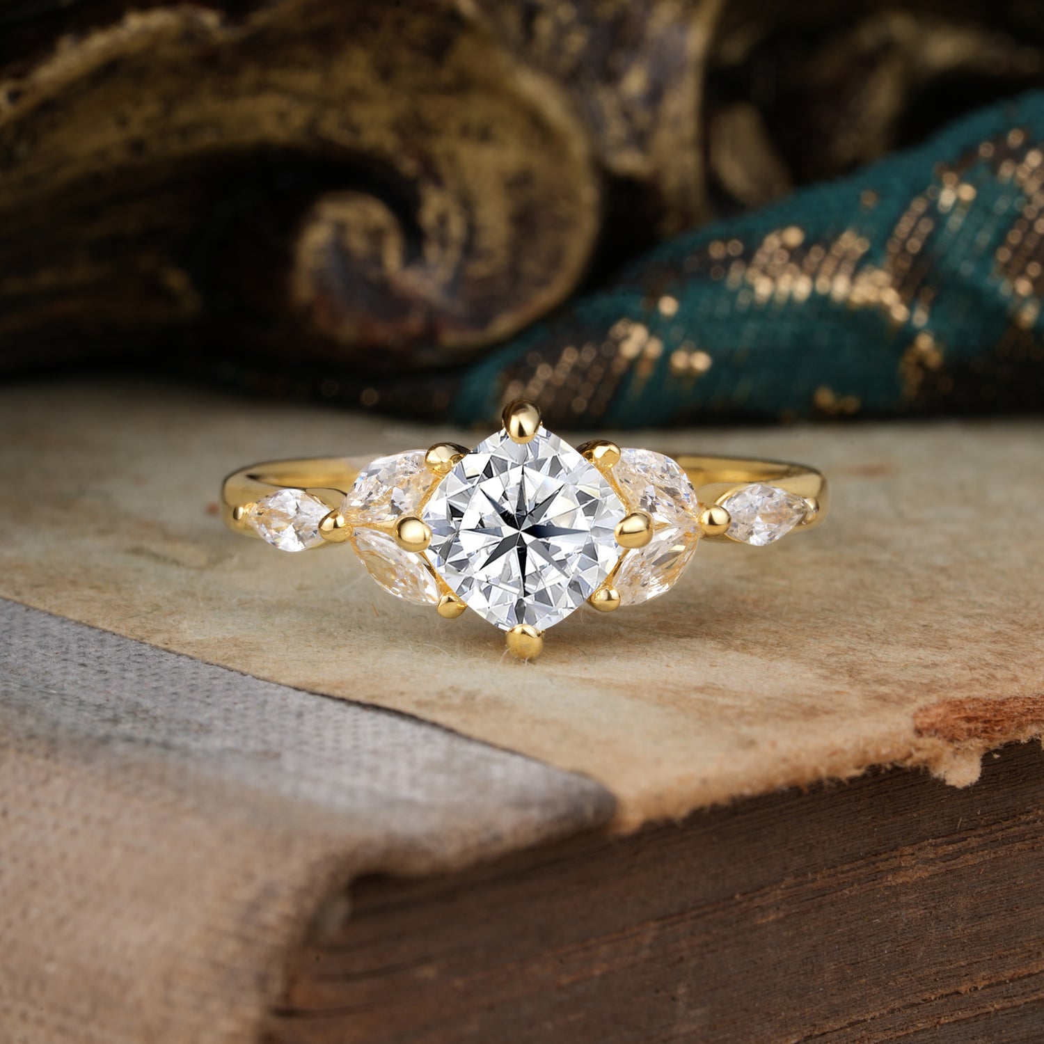 Cushion Cut 1 Carat Lab Diamond Anniversary Engagement Ring Classic Side Stone Ring