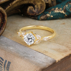 Cushion Cut 1 Carat Lab Diamond Anniversary Ring Classic Side Stone Ring