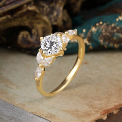 Cushion Cut 1 Carat Lab Diamond Anniversary Ring Classic Side Stone Ring