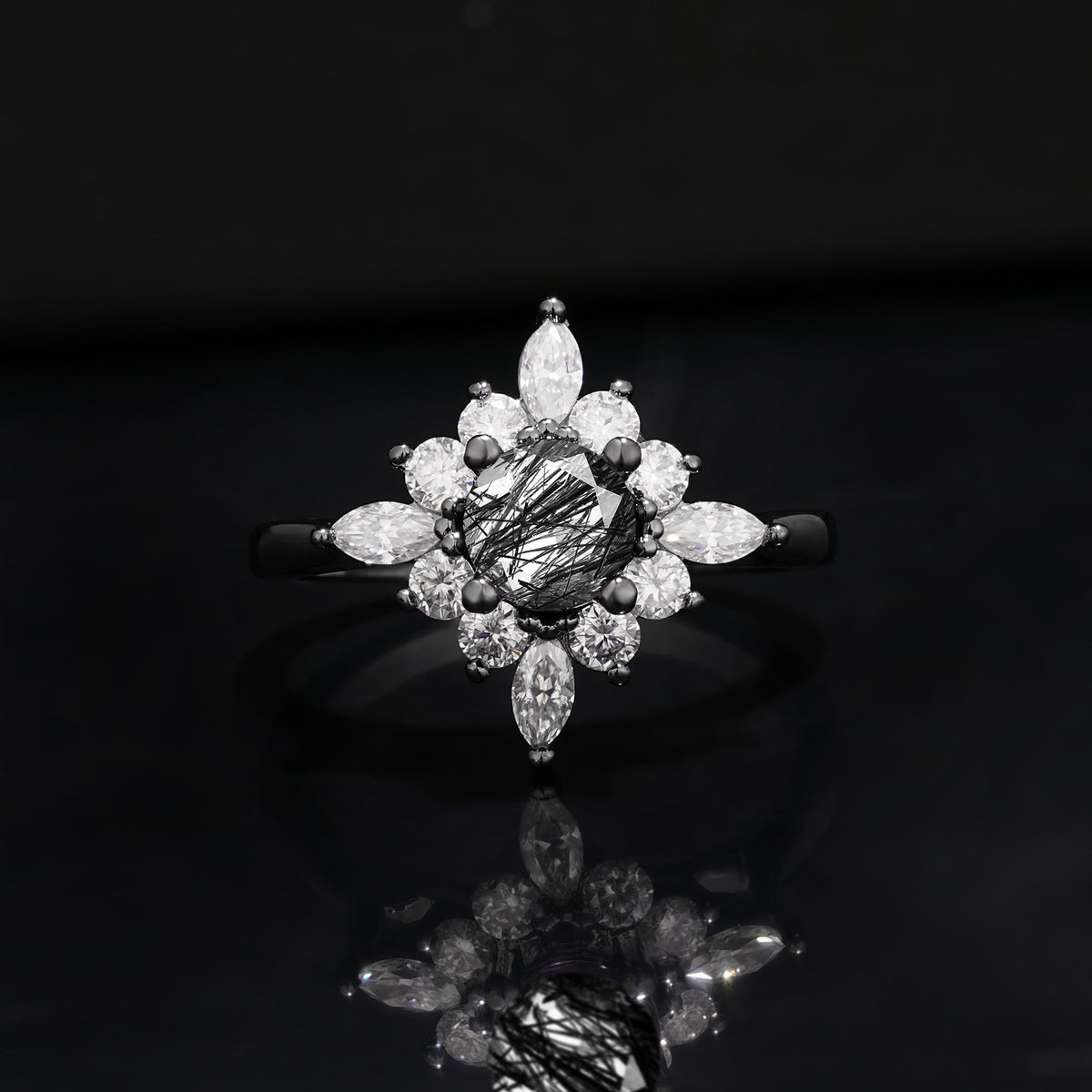 Halloween Exclusive Classic Round Cut 0.6-Carat Cluster Anniversary Engagement Ring