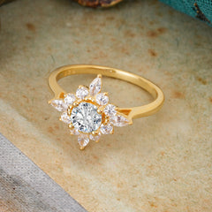 Round Cut 0.6 Carat Lab Diamond Promise Ring Cluster Anniversary Ring