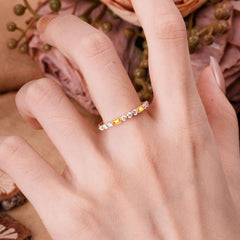 2 Prong Unique Citrine Wedding Band Half Eternity Stacking Ring