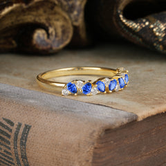 Pear Cut Classic Sapphire Half Eternity Wedding Band Anniversary Ring