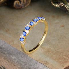 Pear Cut Classic Sapphire Half Eternity Wedding Band Anniversary Ring