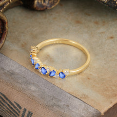 Pear Cut Classic Sapphire Half Eternity Wedding Band Anniversary Ring