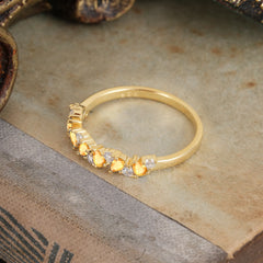 Pear Cut Classic Citrine Half Eternity Wedding Band Anniversary Ring