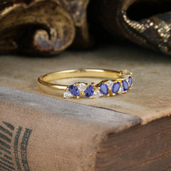 Pear Cut Classic Tanzanite Half Eternity Wedding Band Anniversary Ring