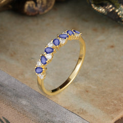 Pear Cut Classic Tanzanite Half Eternity Wedding Band Anniversary Ring