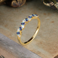 Pear Cut Classic Alexandrite Half Eternity Wedding Band Anniversary Ring