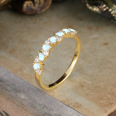 Pear Cut Classic Moonstone Half Eternity Wedding Band Anniversary Ring