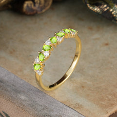 Pear Cut Classic Peridot Half Eternity Wedding Band Anniversary Ring