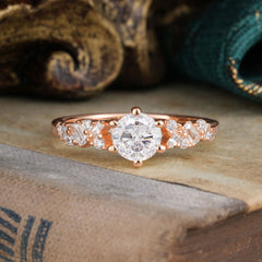 0.8 Carat Round Cut Moissanite Classic Engagement Wedding Ring
