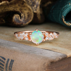 0.8 Carat Round Cut Opal Classic Engagement Wedding Ring