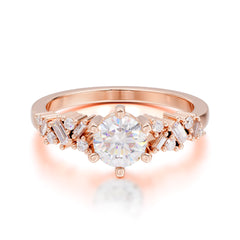 0.8 Carat Round Cut Moissanite Classic Engagement Wedding Ring