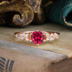 0.8 Carat 6 Prong Round Cut Ruby Classic Engagement Wedding Ring