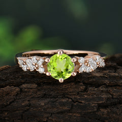 0.8 Carat Round Cut Peridot Classic Engagement Wedding Ring