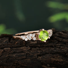 0.8 Carat Round Cut Peridot Classic Engagement Wedding Ring