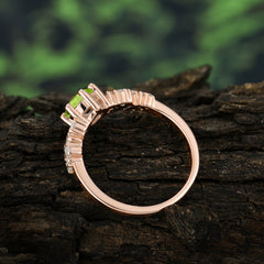 0.8 Carat Round Cut Peridot Classic Engagement Wedding Ring