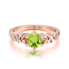 0.8 Carat Round Cut Peridot Classic Engagement Wedding Ring