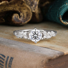 0.8 Carat 6 Prong Round Cut Lab Diamond Classic Engagement Wedding Ring